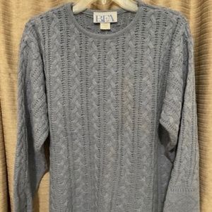 BFA Classics Small Long Sleeve Blue Cable Knit Sweater with Border